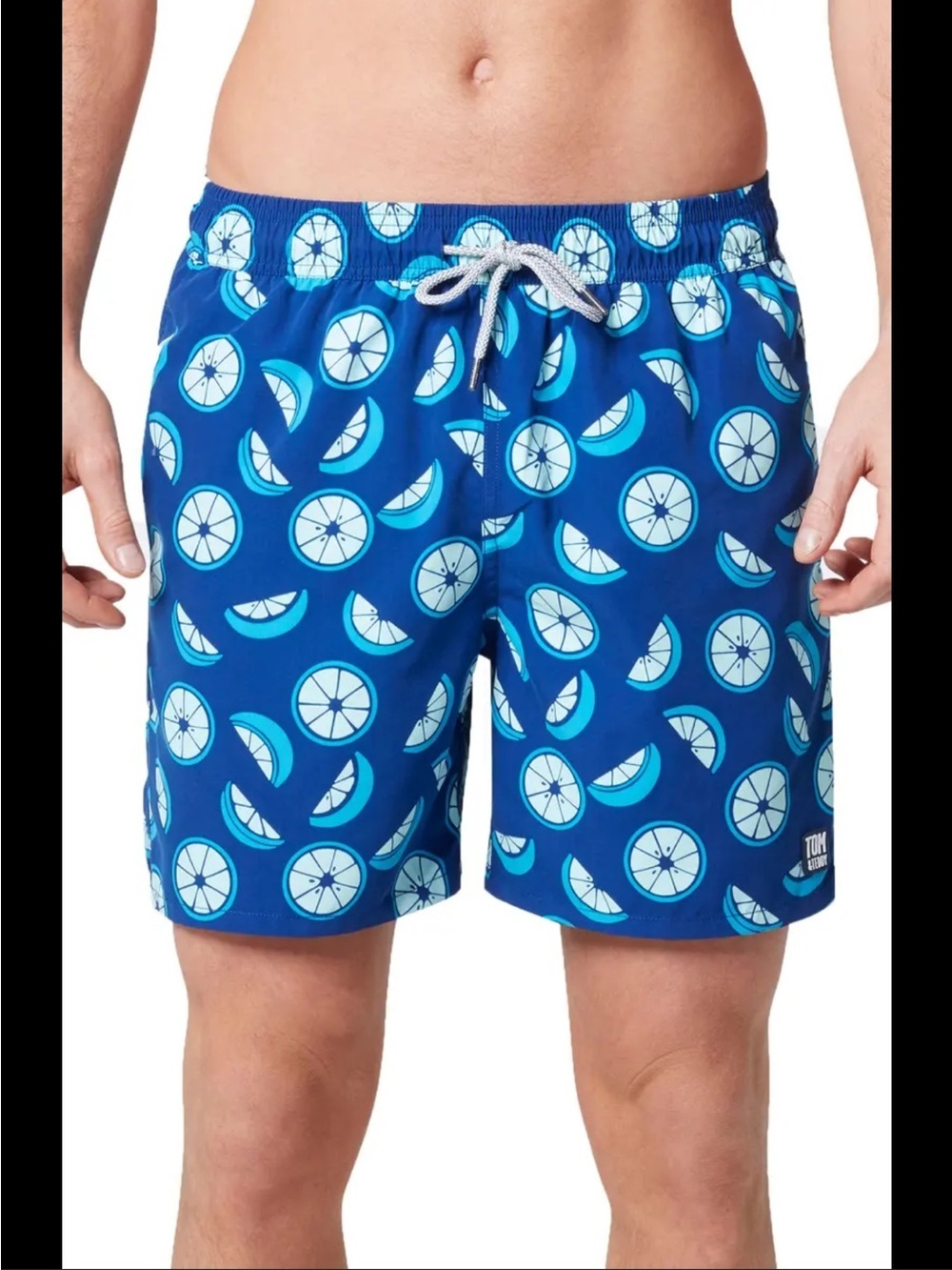 Tom & Teddy Blue Swim Trunks with Citrus Pattern 3/4 Beachy Summer Toddler Boy